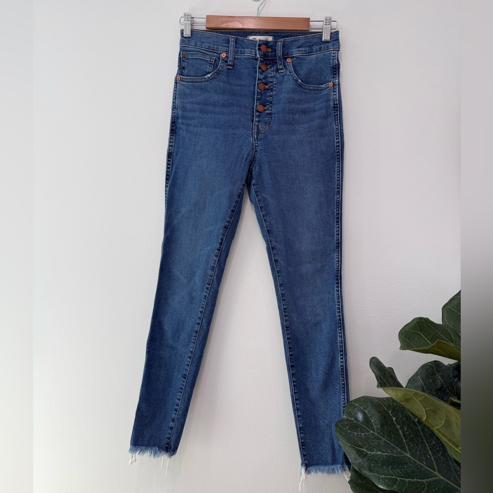 Madewell Dark-Mid Blue High-Rise Button-Fly Slim Jeans